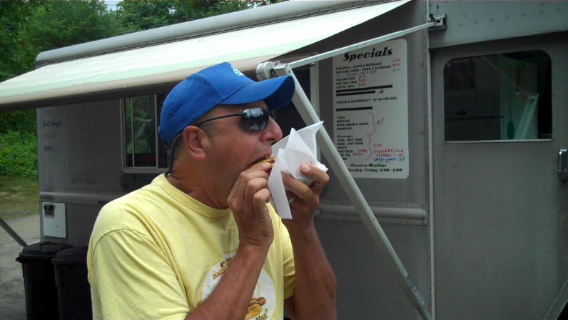 chowing down at Dog Day Afternoon