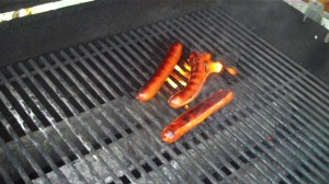 Pearl Jalapeno franks on the Snappy Dogs grill